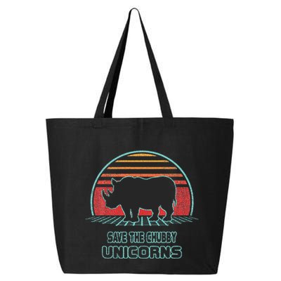 Rhino Save The Chubby Unicorns Retro 80s Style Funny 25L Jumbo Tote