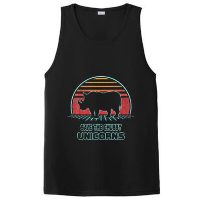 Rhino Save The Chubby Unicorns Retro 80s Style Funny PosiCharge Competitor Tank