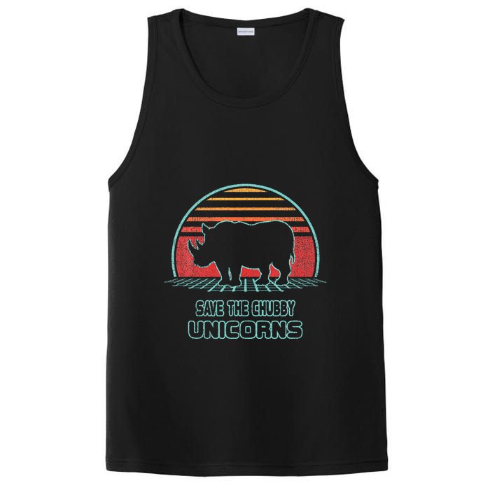 Rhino Save The Chubby Unicorns Retro 80s Style Funny PosiCharge Competitor Tank