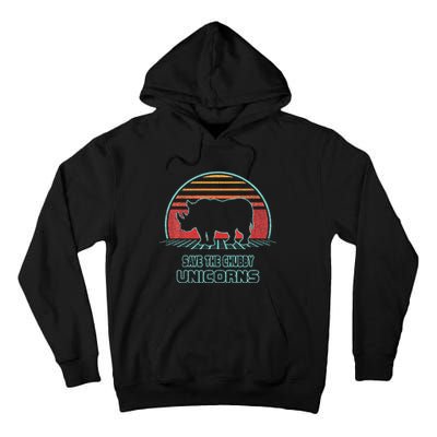 Rhino Save The Chubby Unicorns Retro 80s Style Funny Tall Hoodie