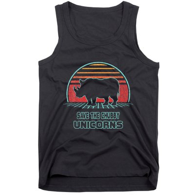 Rhino Save The Chubby Unicorns Retro 80s Style Funny Tank Top