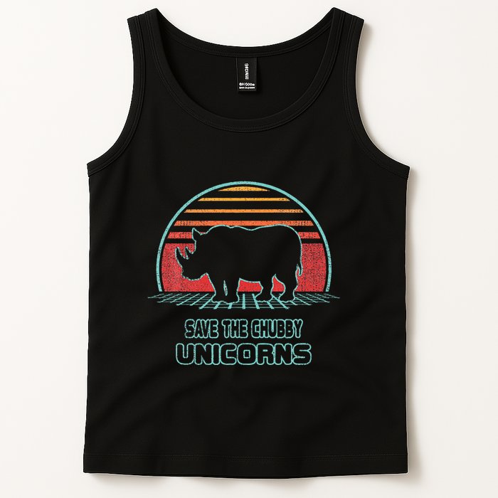 Rhino Save The Chubby Unicorns Retro 80s Style Funny Tank Top