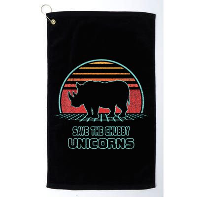 Rhino Save The Chubby Unicorns Retro 80s Style Funny Golf Towel