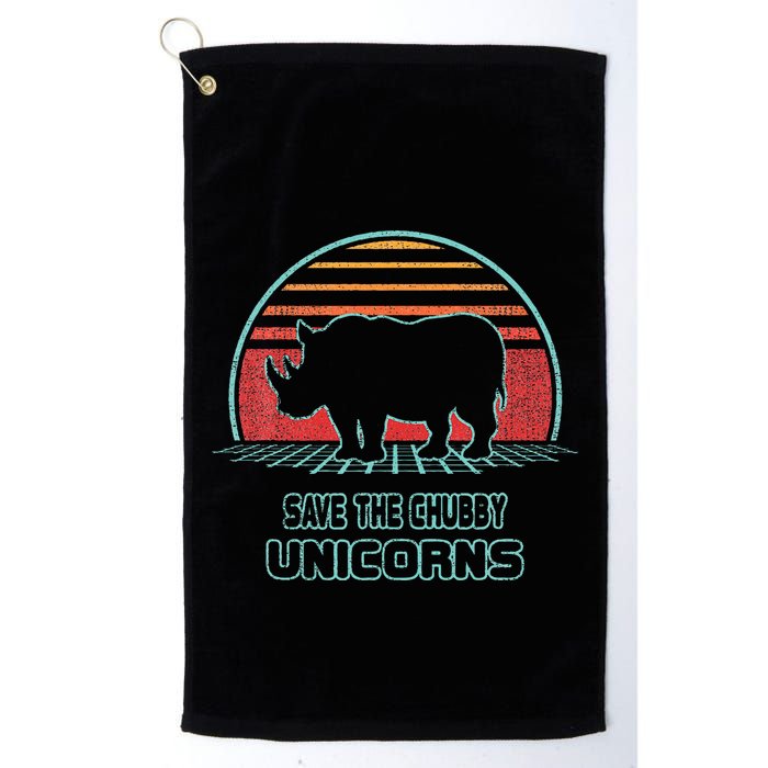 Rhino Save The Chubby Unicorns Retro 80s Style Funny Golf Towel