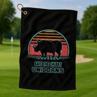 Rhino Save The Chubby Unicorns Retro 80s Style Funny Golf Towel