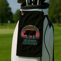Rhino Save The Chubby Unicorns Retro 80s Style Funny Golf Towel