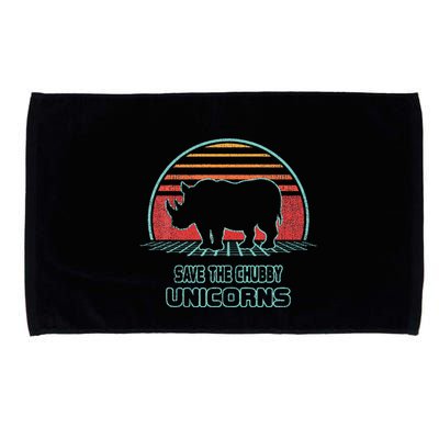 Rhino Save The Chubby Unicorns Retro 80s Style Funny Microfiber Hand Towel