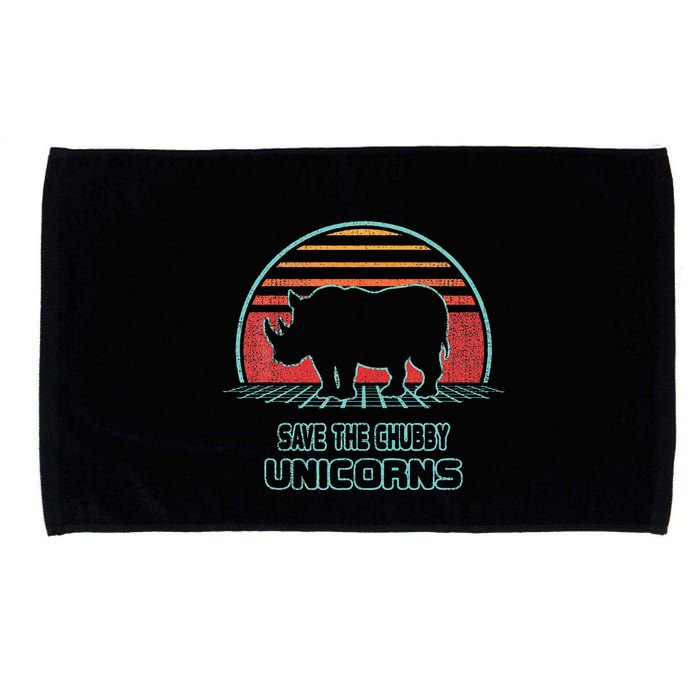 Rhino Save The Chubby Unicorns Retro 80s Style Funny Microfiber Hand Towel