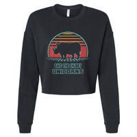 Rhino Save The Chubby Unicorns Retro 80s Style Funny Cropped Pullover Crew
