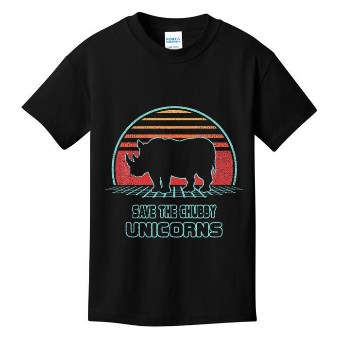 Rhino Save The Chubby Unicorns Retro 80s Style Funny Kids T-Shirt