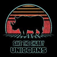 Rhino Save The Chubby Unicorns Retro 80s Style Funny Kids T-Shirt