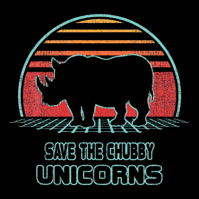 Rhino Save The Chubby Unicorns Retro 80s Style Funny Kids T-Shirt