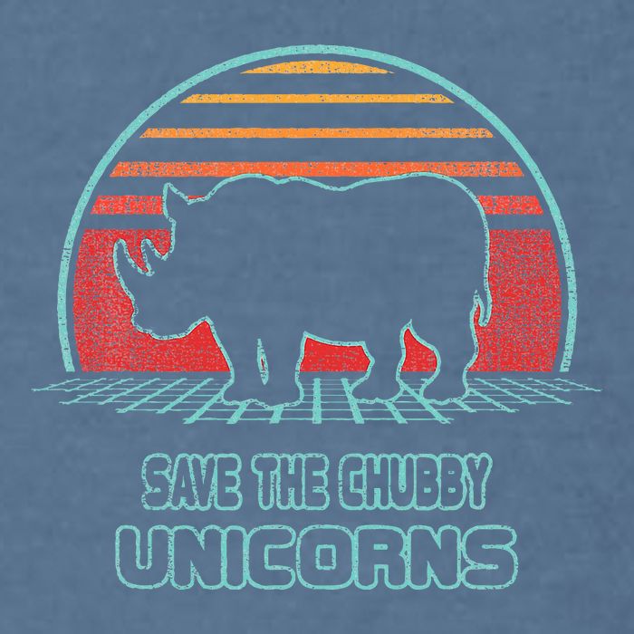Rhino Save The Chubby Unicorns Retro 80s Style Funny Garment-Dyed Sweatshirt