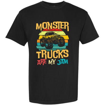 Retro Sunset Truck Vintage Monster Trucks Are My Jam Garment-Dyed Heavyweight T-Shirt