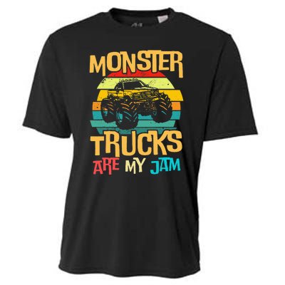 Retro Sunset Truck Vintage Monster Trucks Are My Jam Cooling Performance Crew T-Shirt