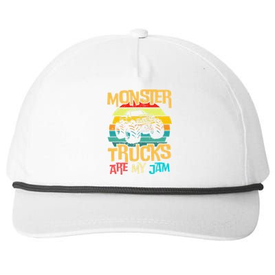 Retro Sunset Truck Vintage Monster Trucks Are My Jam Snapback Five-Panel Rope Hat