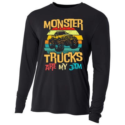 Retro Sunset Truck Vintage Monster Trucks Are My Jam Cooling Performance Long Sleeve Crew