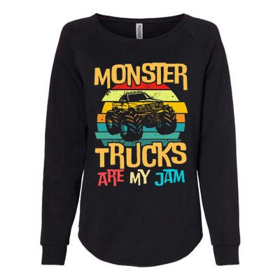 Retro Sunset Truck Vintage Monster Trucks Are My Jam Womens California Wash Sweatshirt