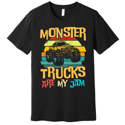 Retro Sunset Truck Vintage Monster Trucks Are My Jam Premium T-Shirt