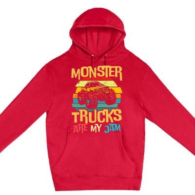 Retro Sunset Truck Vintage Monster Trucks Are My Jam Premium Pullover Hoodie