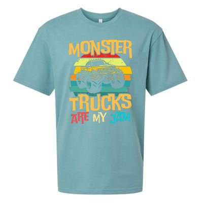 Retro Sunset Truck Vintage Monster Trucks Are My Jam Sueded Cloud Jersey T-Shirt