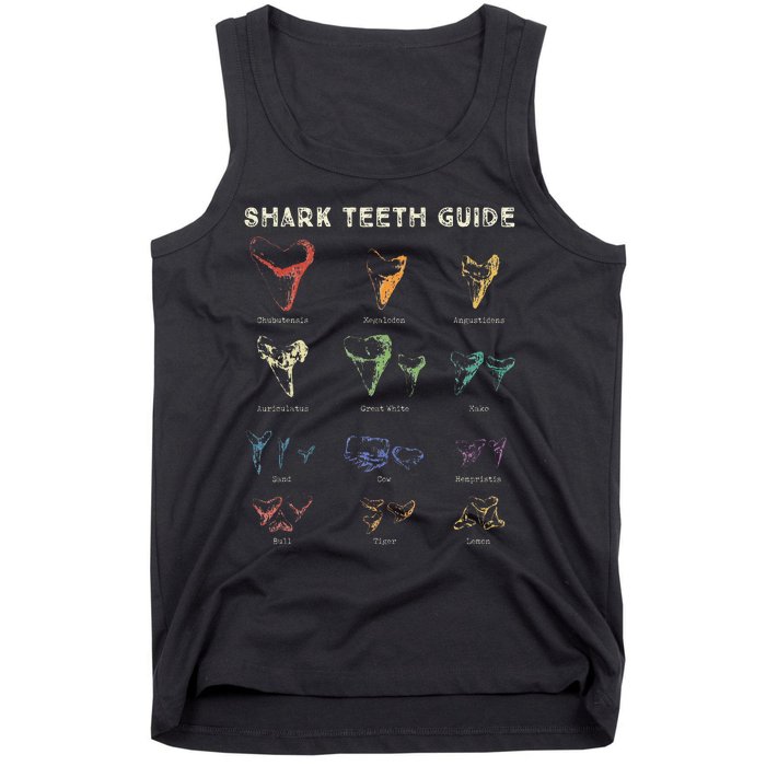 Retro Shark Teeth Guide Fossil Tooth Collector Tank Top