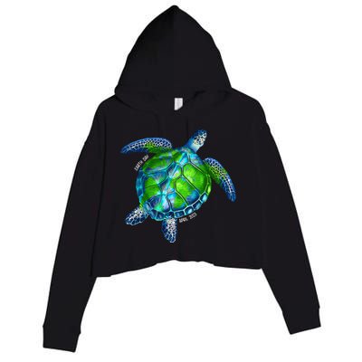 Restore Sea Turtle Tie Dye Save The Planet Earth Day Crop Fleece Hoodie