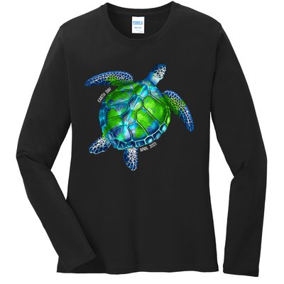 Restore Sea Turtle Tie Dye Save The Planet Earth Day Ladies Long Sleeve Shirt