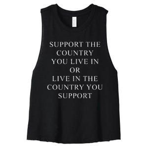 Retro Support The Country You Live In Patriotic Women's Racerback Cropped Tank