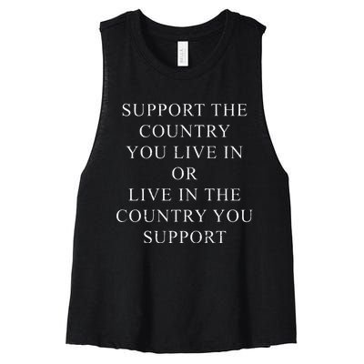 Retro Support The Country You Live In Patriotic Women's Racerback Cropped Tank