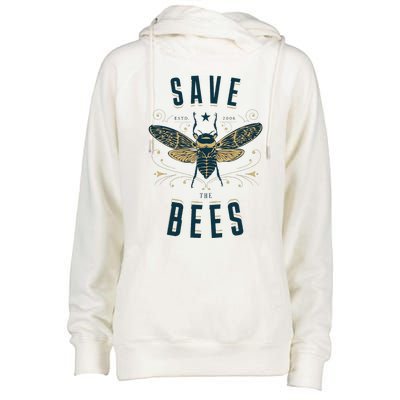 Retro Save The Bees Apiary Bee Beekeeper Earth Day Womens Funnel Neck Pullover Hood