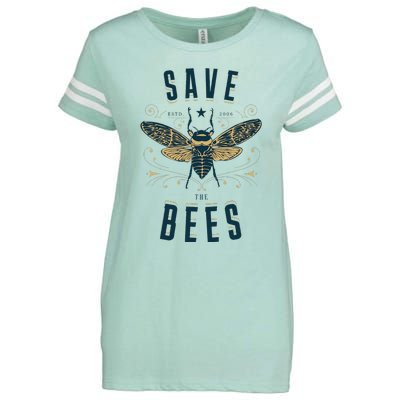 Retro Save The Bees Apiary Bee Beekeeper Earth Day Enza Ladies Jersey Football T-Shirt