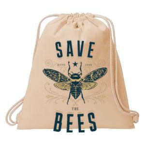 Retro Save The Bees Apiary Bee Beekeeper Earth Day Drawstring Bag