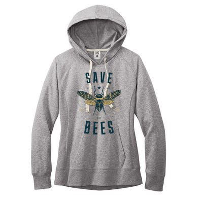 Retro Save The Bees Apiary Bee Beekeeper Earth Day Women's Fleece Hoodie