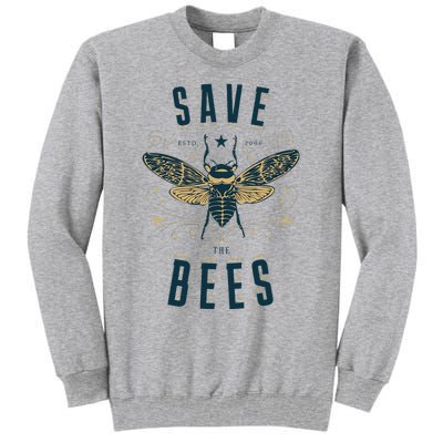 Retro Save The Bees Apiary Bee Beekeeper Earth Day Tall Sweatshirt