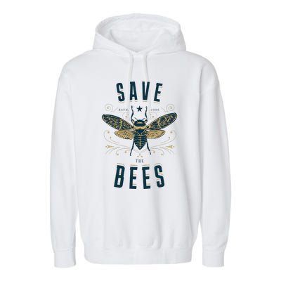 Retro Save The Bees Apiary Bee Beekeeper Earth Day Garment-Dyed Fleece Hoodie