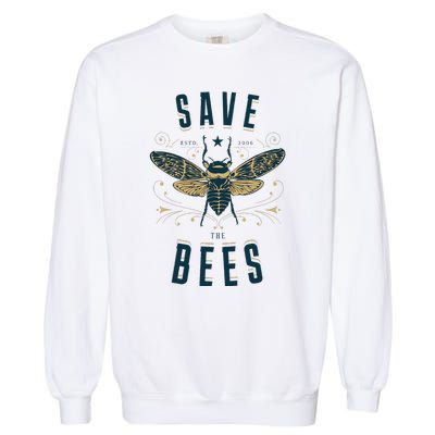 Retro Save The Bees Apiary Bee Beekeeper Earth Day Garment-Dyed Sweatshirt