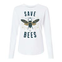 Retro Save The Bees Apiary Bee Beekeeper Earth Day Womens Cotton Relaxed Long Sleeve T-Shirt