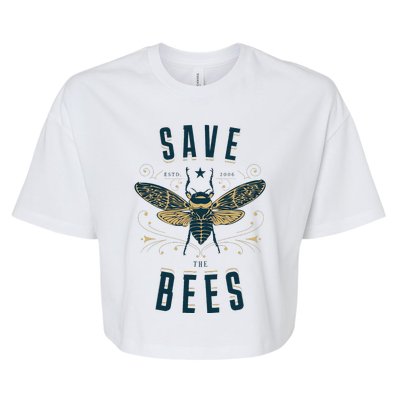 Retro Save The Bees Apiary Bee Beekeeper Earth Day Bella+Canvas Jersey Crop Tee