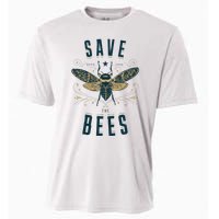 Retro Save The Bees Apiary Bee Beekeeper Earth Day Cooling Performance Crew T-Shirt