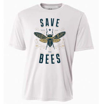 Retro Save The Bees Apiary Bee Beekeeper Earth Day Cooling Performance Crew T-Shirt