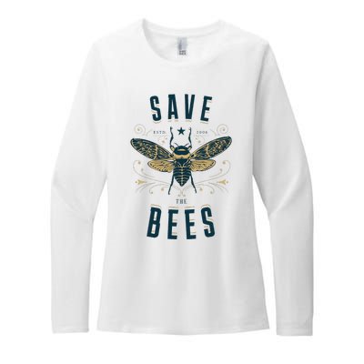 Retro Save The Bees Apiary Bee Beekeeper Earth Day Womens CVC Long Sleeve Shirt