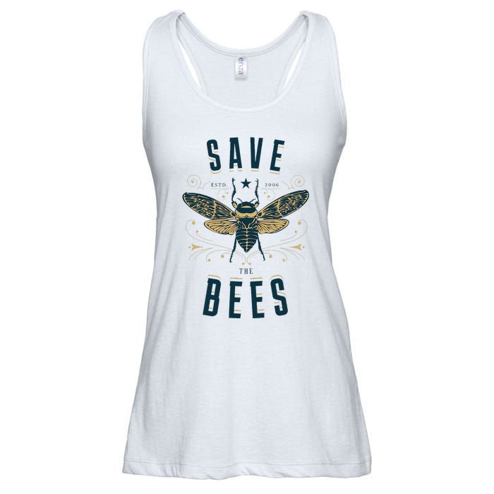 Retro Save The Bees Apiary Bee Beekeeper Earth Day Ladies Essential Flowy Tank