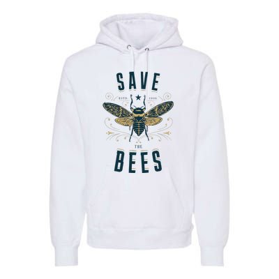 Retro Save The Bees Apiary Bee Beekeeper Earth Day Premium Hoodie