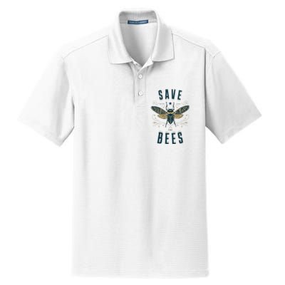 Retro Save The Bees Apiary Bee Beekeeper Earth Day Dry Zone Grid Polo