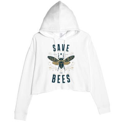 Retro Save The Bees Apiary Bee Beekeeper Earth Day Crop Fleece Hoodie