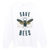 Retro Save The Bees Apiary Bee Beekeeper Earth Day Premium Crewneck Sweatshirt