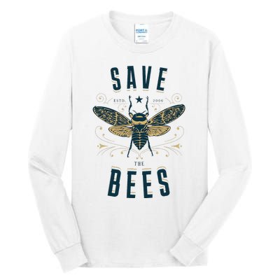 Retro Save The Bees Apiary Bee Beekeeper Earth Day Tall Long Sleeve T-Shirt