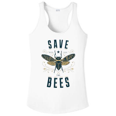 Retro Save The Bees Apiary Bee Beekeeper Earth Day Ladies PosiCharge Competitor Racerback Tank