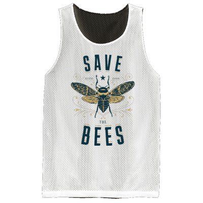 Retro Save The Bees Apiary Bee Beekeeper Earth Day Mesh Reversible Basketball Jersey Tank